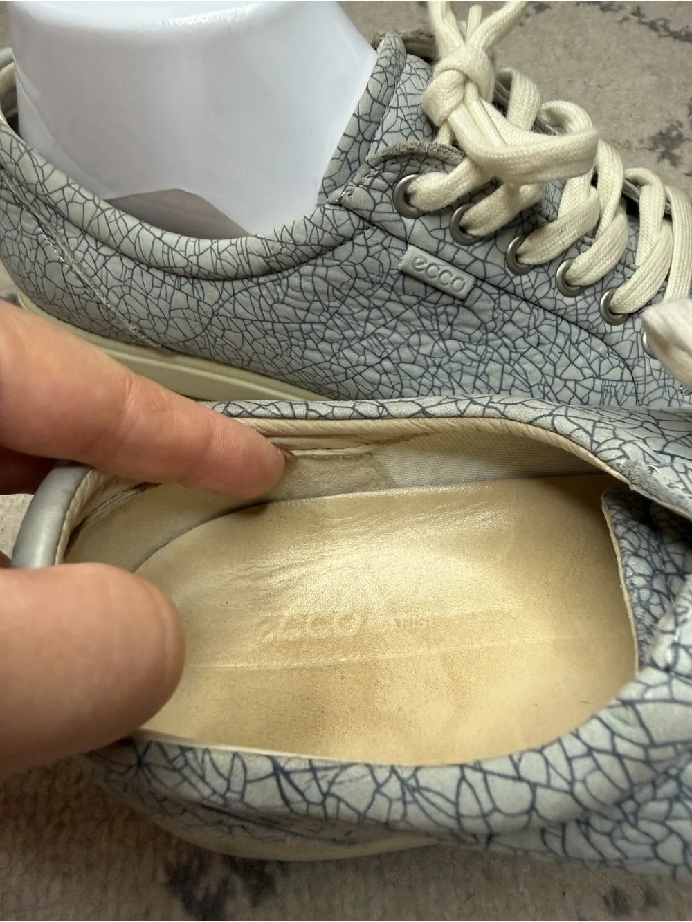ECCO Soft Nubuck Printed Grey Leather Casual Lace Up Sneakers